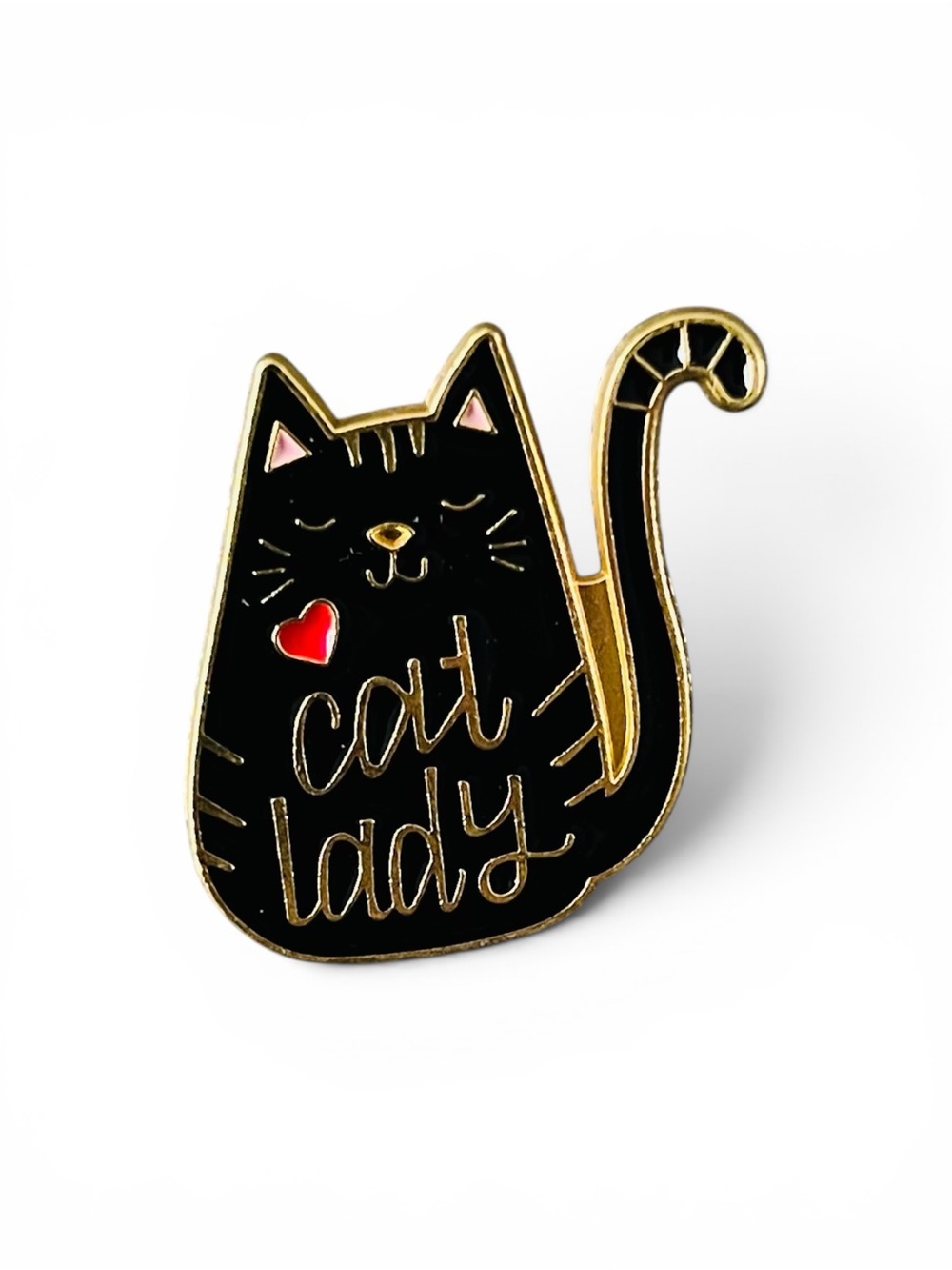 Cat Lady Black Enamel Cat Pin